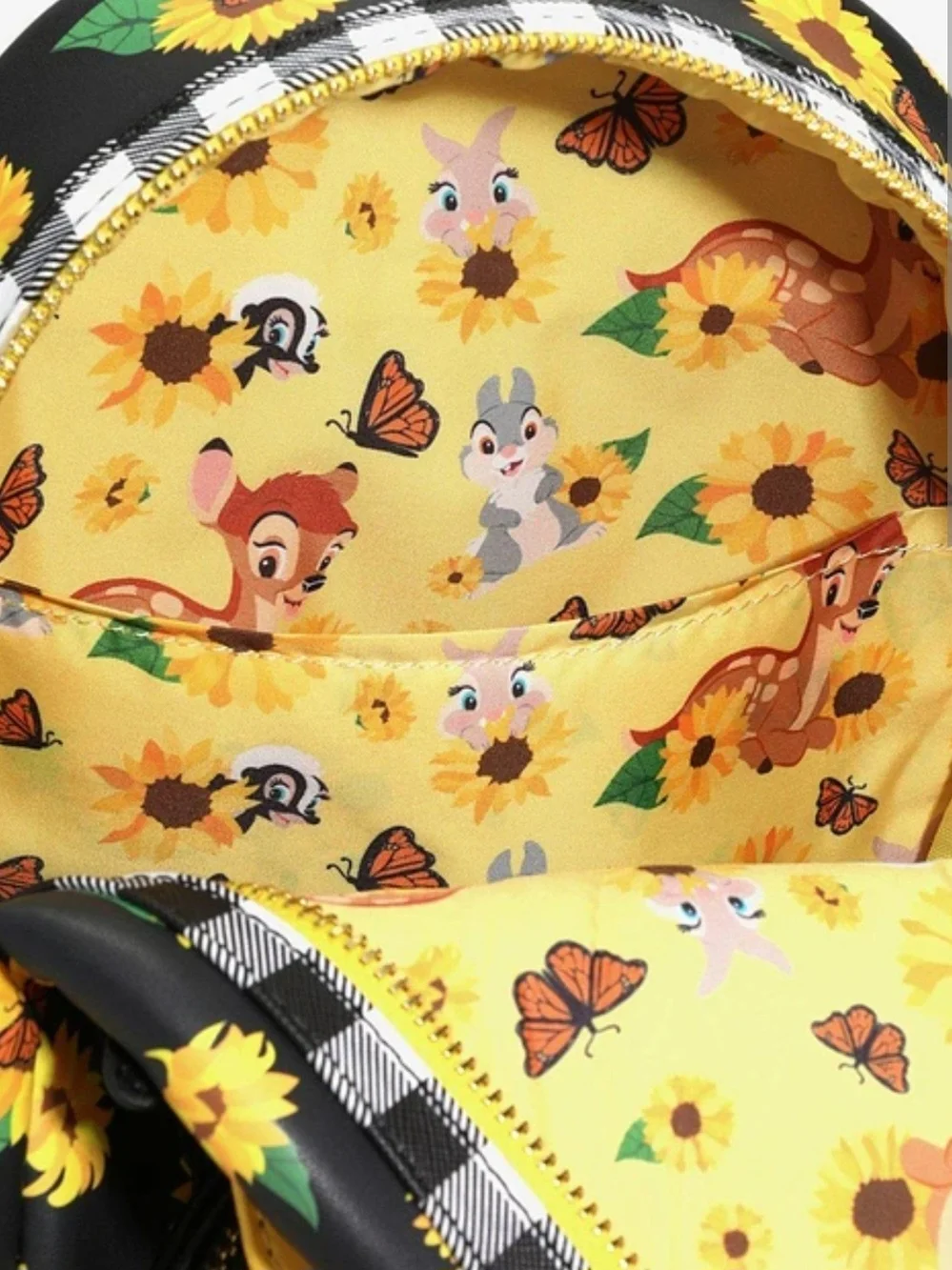 Loungefly Bambi & Friends Sunflower Mini Backpack - Yellow, Black, Brown